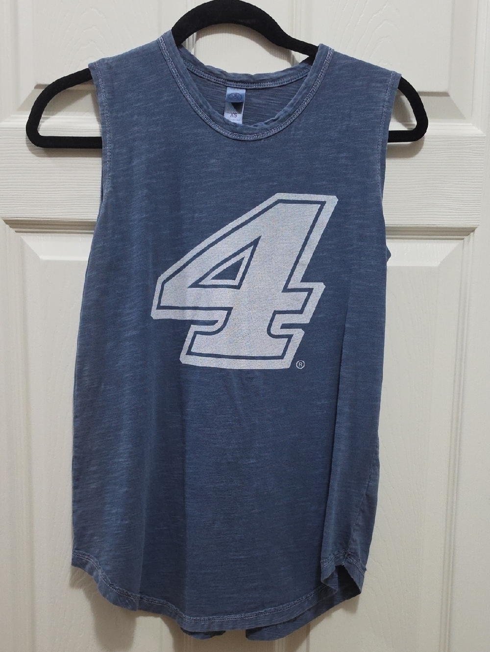 Nascar Womens Sleeveless Blue Graphic Tank with Large '4'
